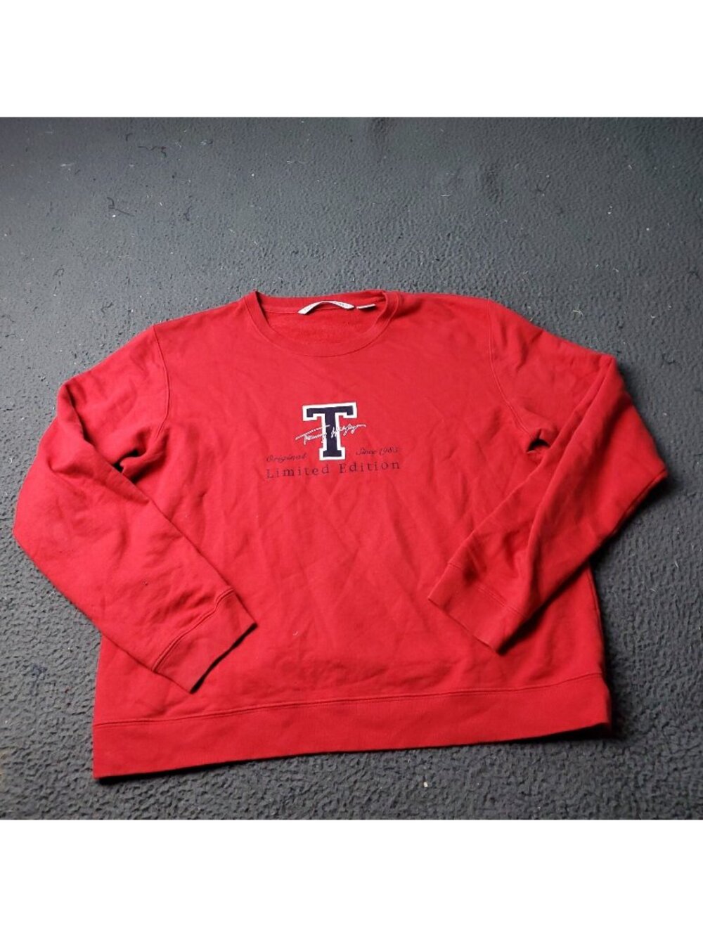 Tommy Hilfiger Sweater Womens XL Extra Large Pullover Red Cotton Sweatshirt y2K